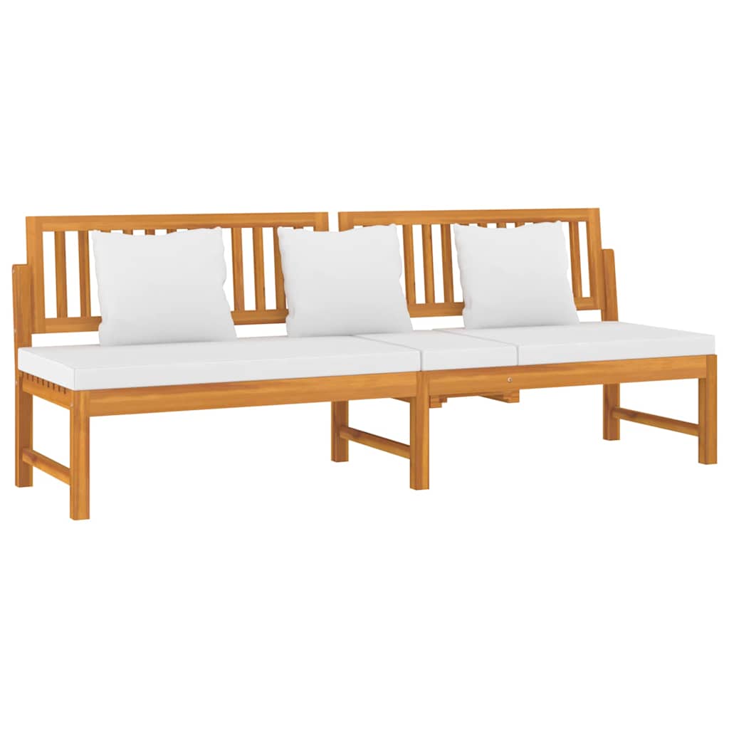 Vidaxl dagbed met crèmekleurig kussen 200x60x75 cm massief acaciahout