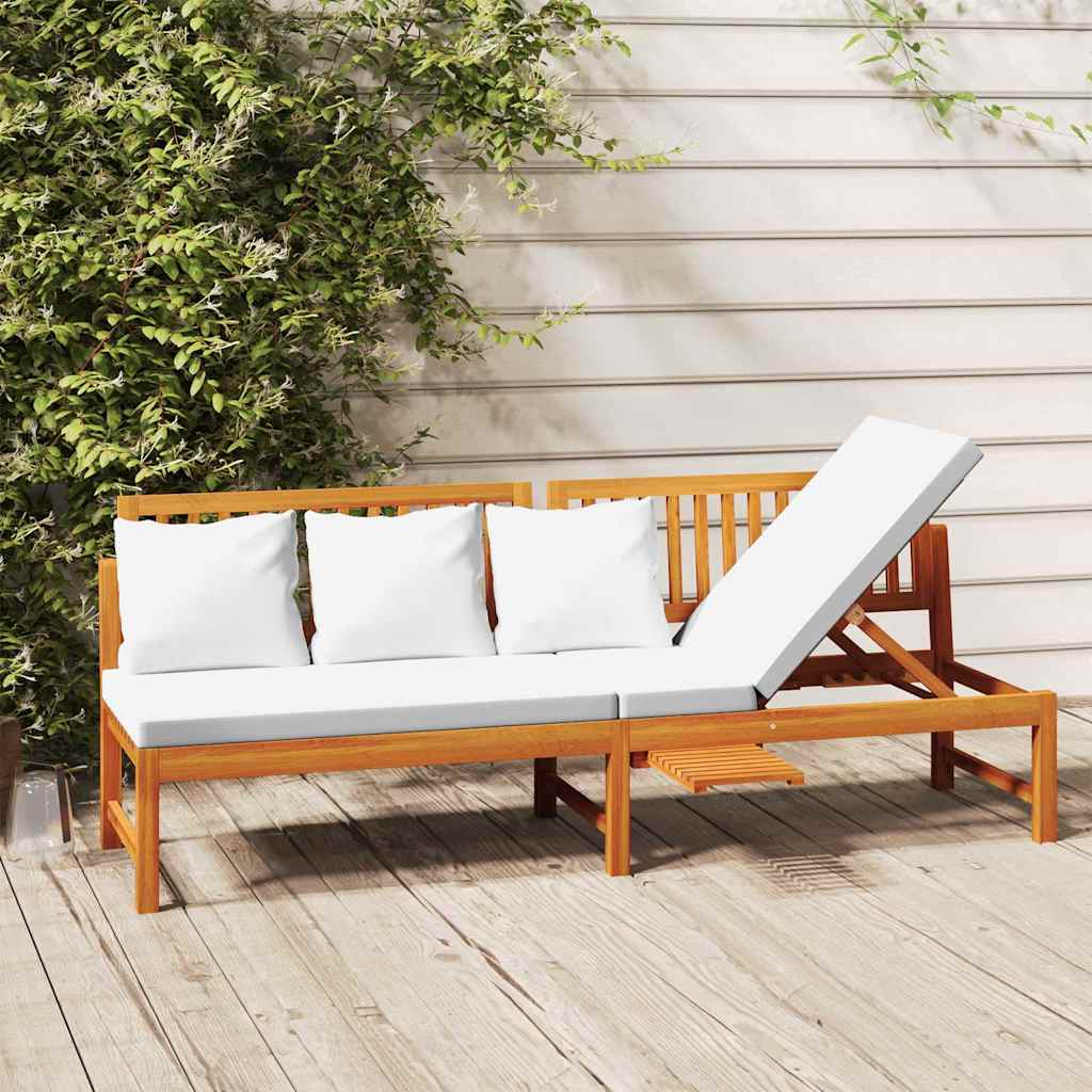 Vidaxl dagbed met crèmekleurig kussen 200x60x75 cm massief acaciahout