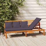 Vidaxl dagbed met grijs kussen 200x60x75 cm massief acaciahout