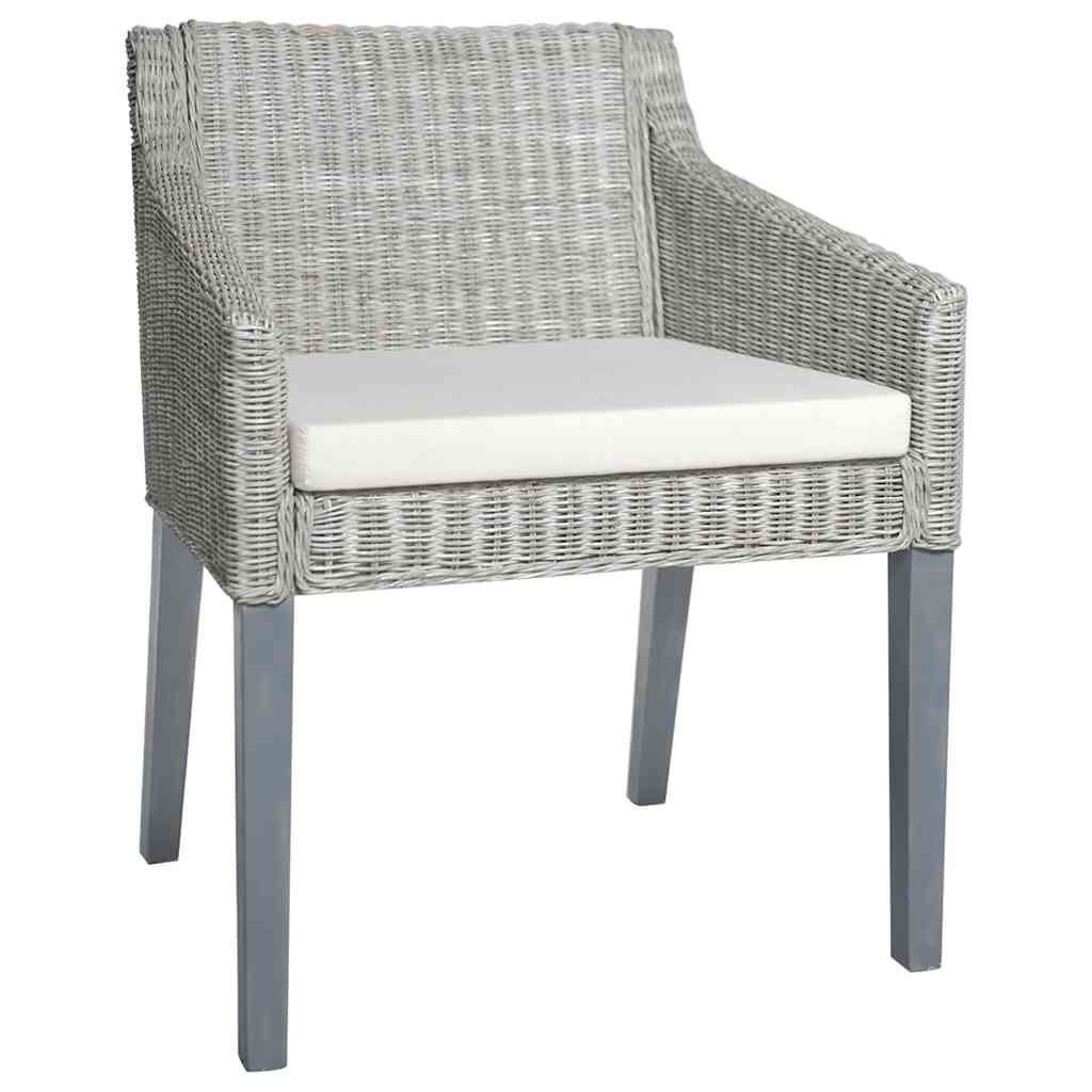 Vidaxl eetkamerstoelen 2 st met kussens natuurlijk rattan grijs