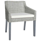 Vidaxl eetkamerstoelen 2 st met kussens natuurlijk rattan grijs