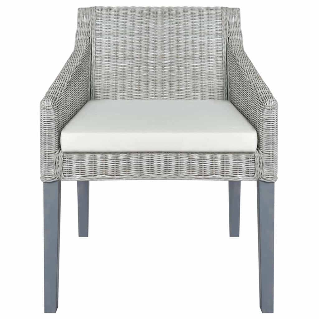 Vidaxl eetkamerstoelen 2 st met kussens natuurlijk rattan grijs