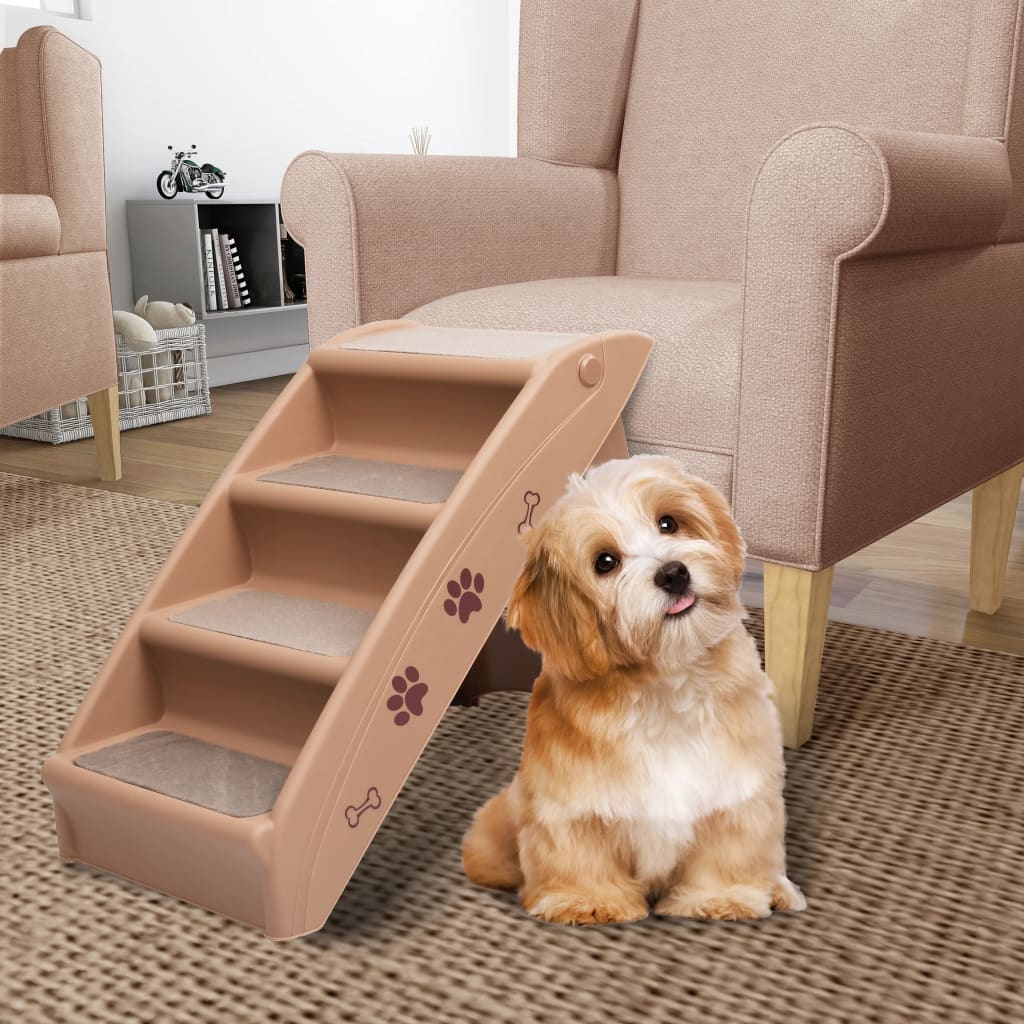 Vidaxl Dog Staircase pieghevole 62x40x49.5 cm marrone