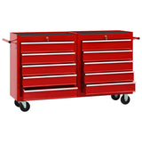 Vidaxl Tool Trolley con 10 cassetti di rosso in acciaio