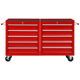 Vidaxl Tool Trolley con 10 cassetti di rosso in acciaio