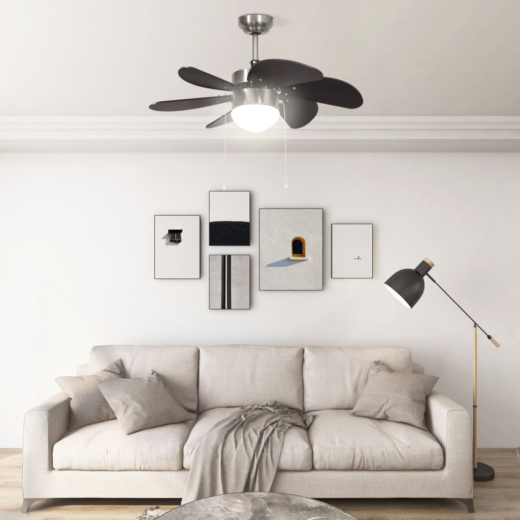 Ventilateur de plafond Vidaxl avec lampe 76 cm brun foncé