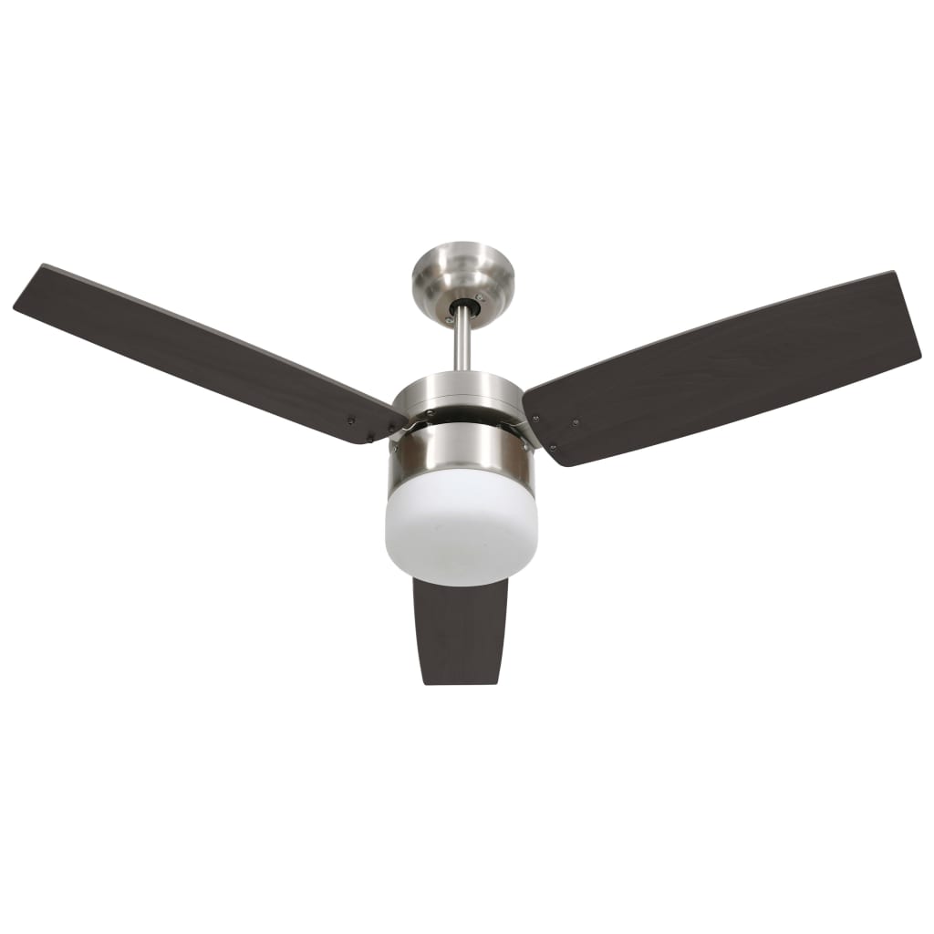 Ventilateur de plafond Vidaxl avec télécommande de lampe 108 cm brun foncé