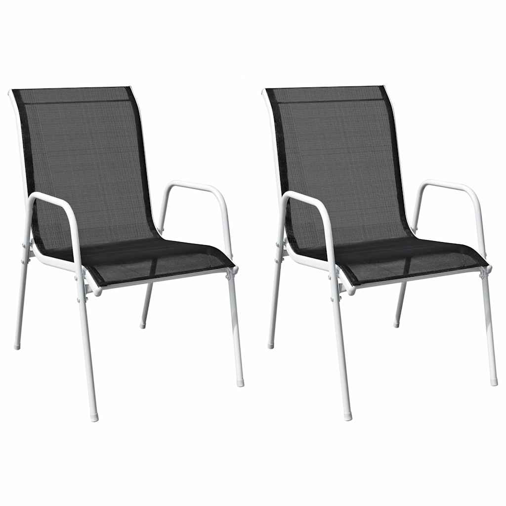 Vidaxl tuinstoelen stapelbaar 2 st staal en textileen zwart