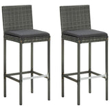 Vidaxl tuinbarkrukken met kussens 2 st poly rattan grijs