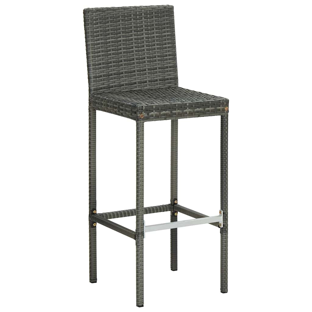 Vidaxl tuinbarkrukken met kussens 2 st poly rattan grijs