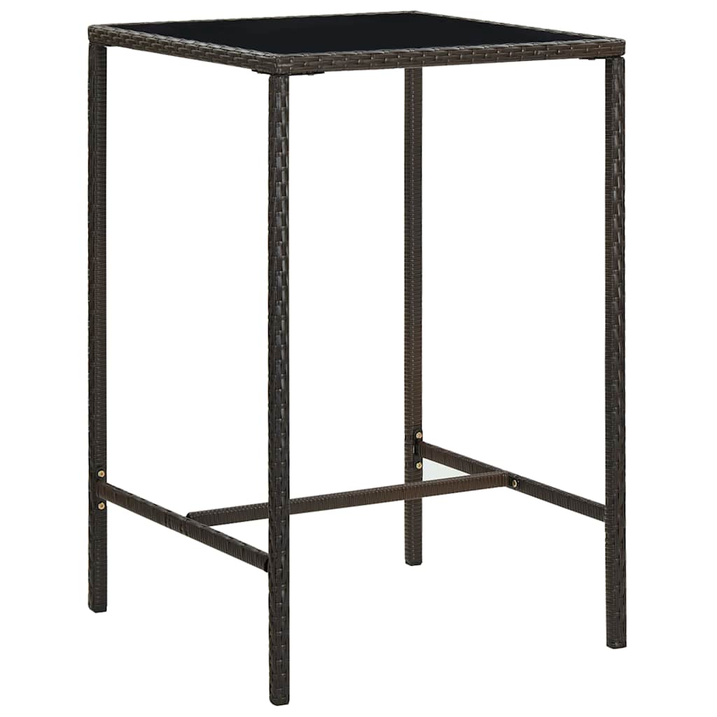 Vidaxl tuinbartafel 70x70x110 cm poly rattan en glas bruin