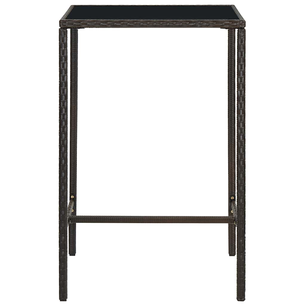 Vidaxl tuinbartafel 70x70x110 cm poly rattan en glas bruin