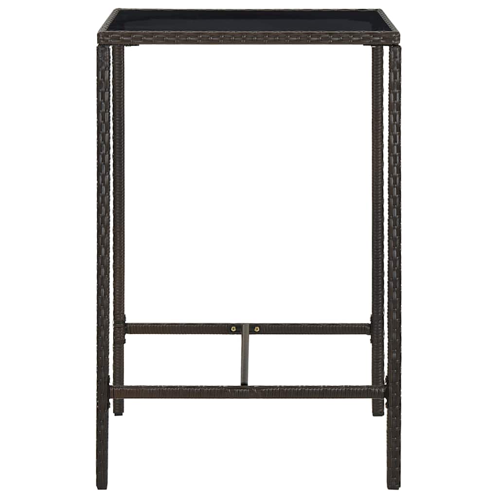 Vidaxl tuinbartafel 70x70x110 cm poly rattan en glas bruin