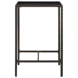 Vidaxl tuinbartafel 70x70x110 cm poly rattan en glas bruin