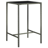 Vidaxl tuinbartafel 70x70x110 cm poly rattan en glas grijs