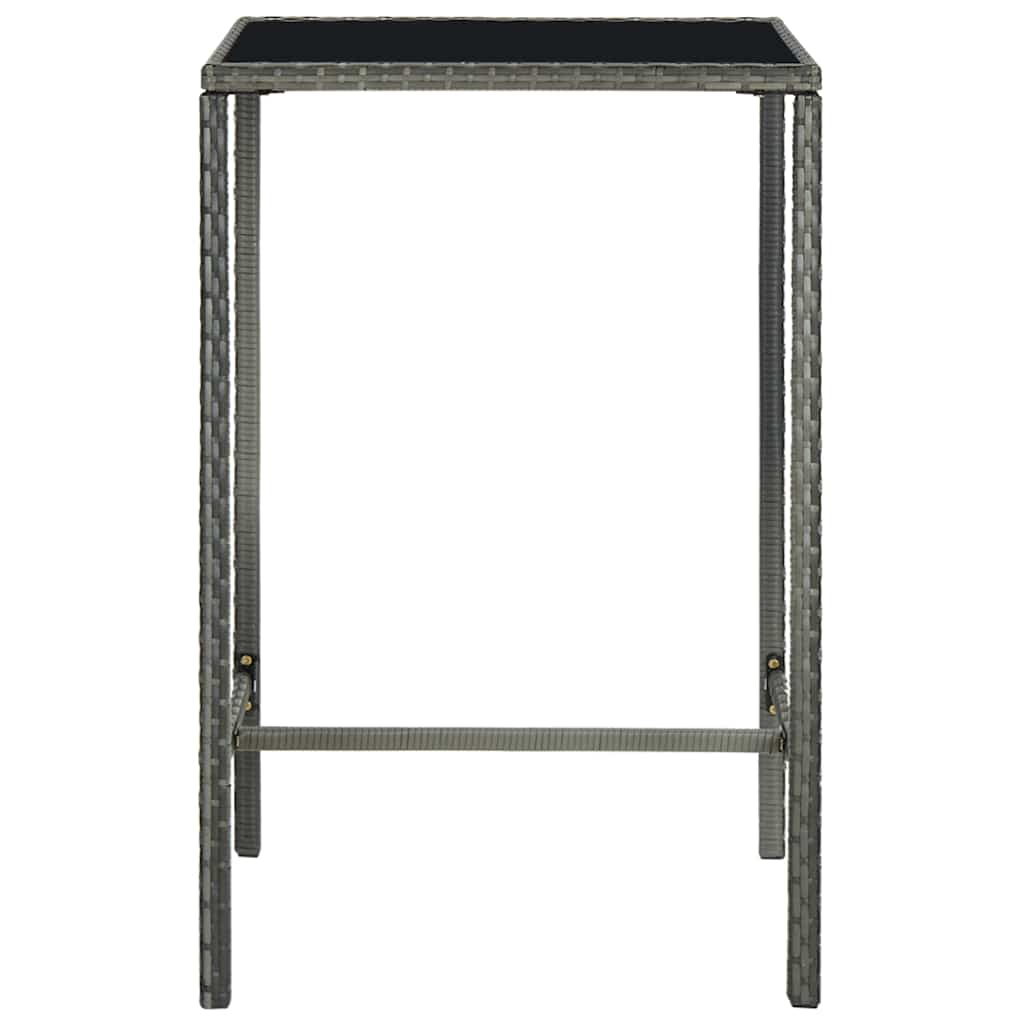 Vidaxl tuinbartafel 70x70x110 cm poly rattan en glas grijs
