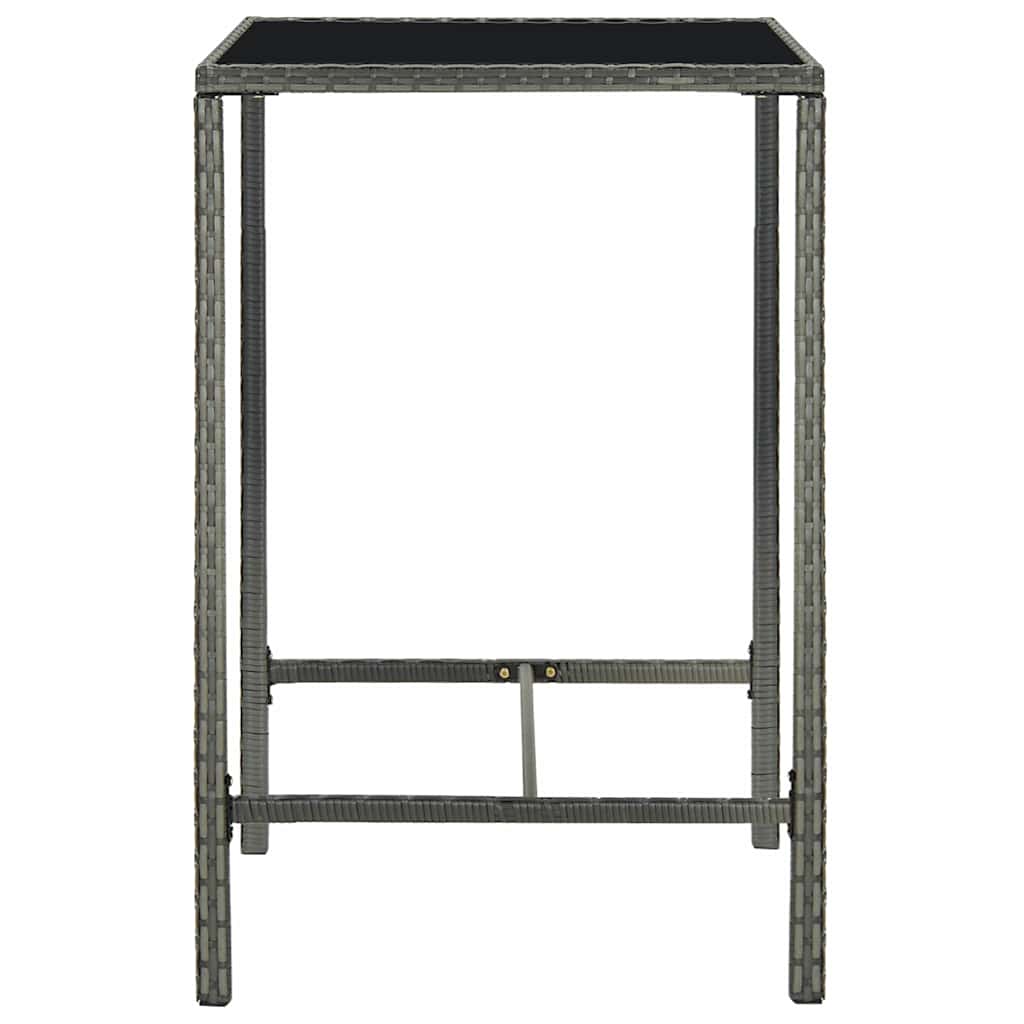 Vidaxl tuinbartafel 70x70x110 cm poly rattan en glas grijs