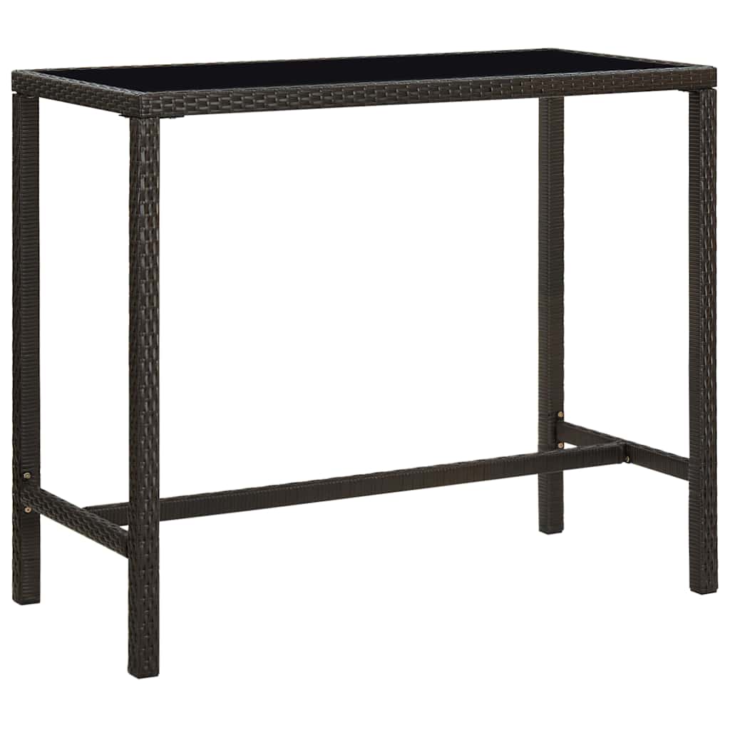 Vidaxl tuinbartafel 130x60x110 cm poly rattan en glas bruin