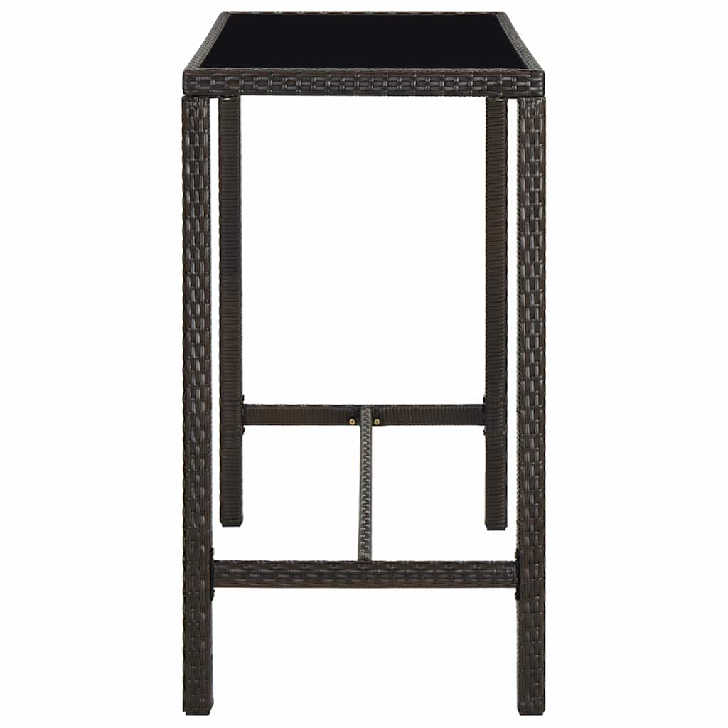 Vidaxl tuinbartafel 130x60x110 cm poly rattan en glas bruin