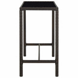 Vidaxl tuinbartafel 130x60x110 cm poly rattan en glas bruin
