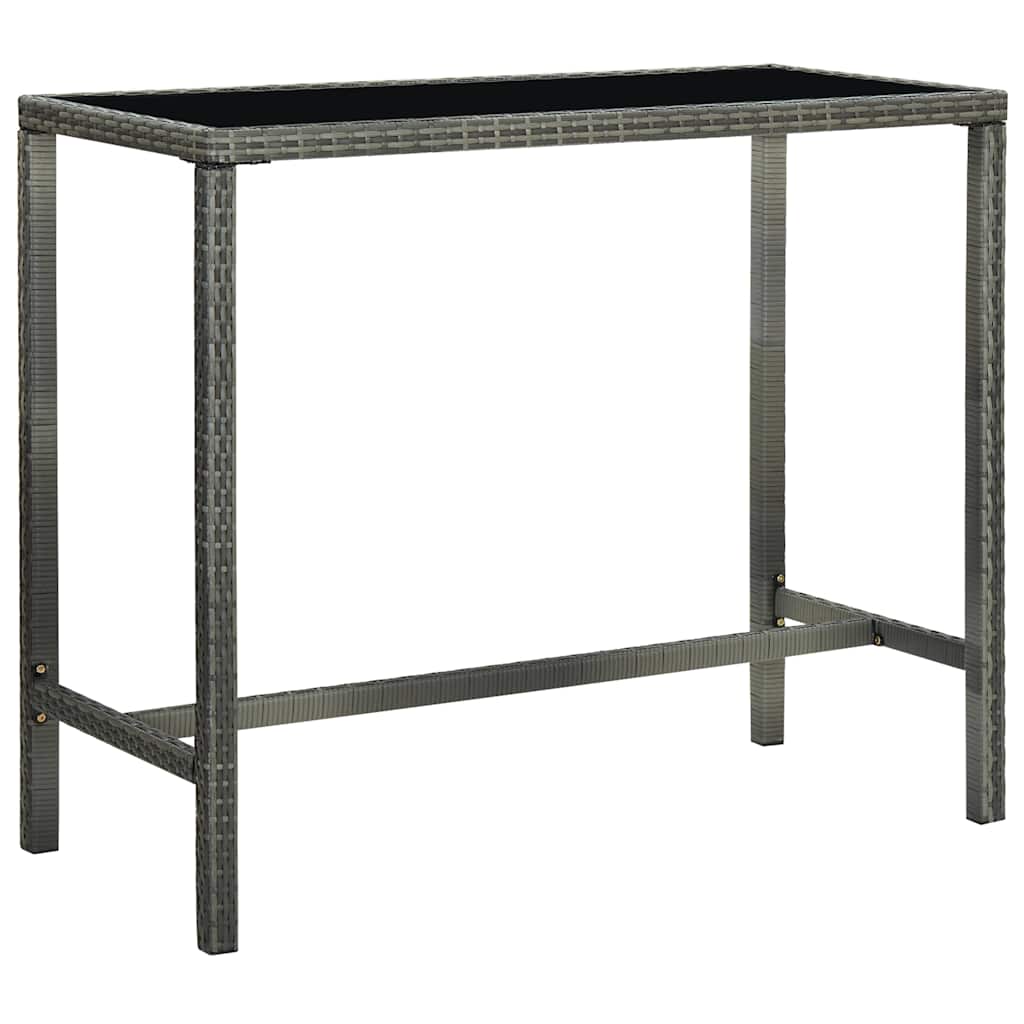 Vidaxl tuinbartafel 130x60x110 cm poly rattan en glas grijs