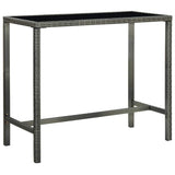Vidaxl tuinbartafel 130x60x110 cm poly rattan en glas grijs