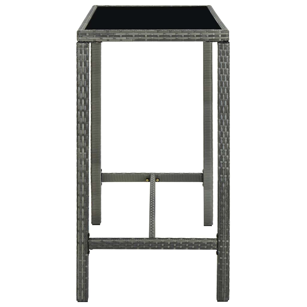Vidaxl tuinbartafel 130x60x110 cm poly rattan en glas grijs