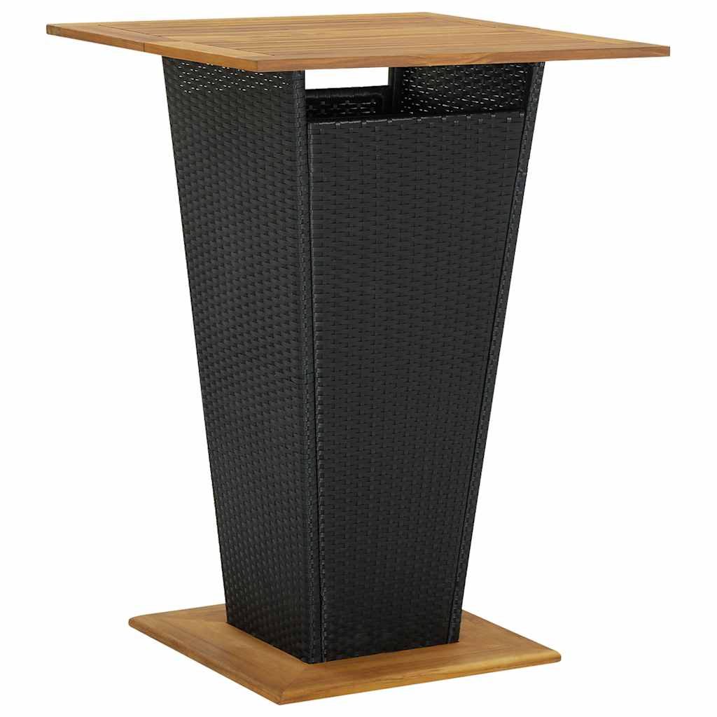 Vidaxl bartafel 80x80x110 cm poly rattan en massief acaciahout zwart