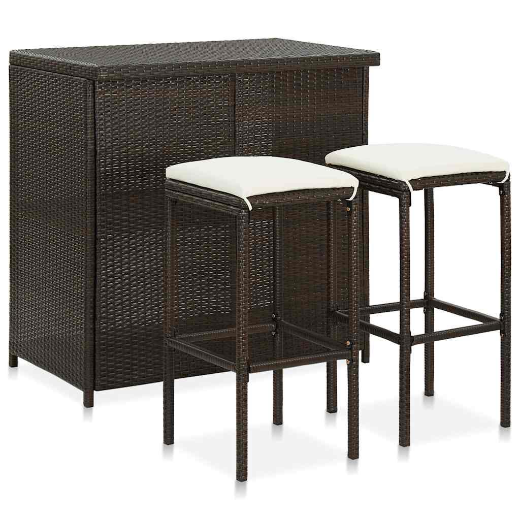 Vidaxl 3-delige barset poly rattan bruin