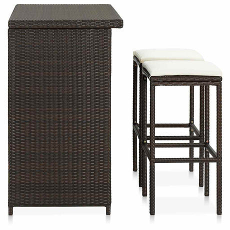 Vidaxl 3-delige barset poly rattan bruin