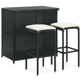Vidaxl 3-delige barset poly rattan zwart