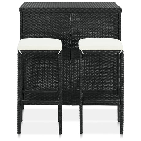 Vidaxl 3-delige barset poly rattan zwart