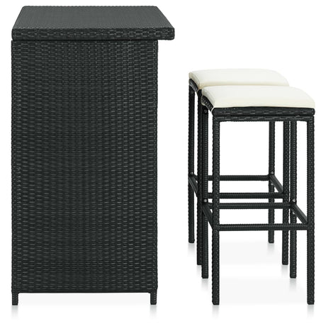 Vidaxl 3-delige barset poly rattan zwart