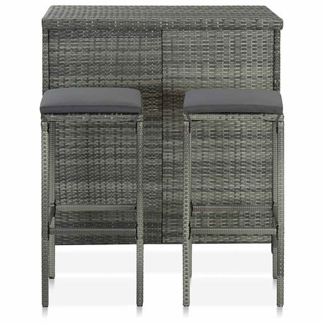 Vidaxl 3-delige barset poly rattan grijs