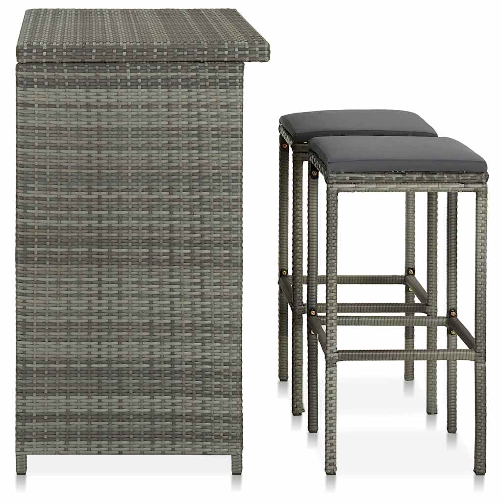 Vidaxl 3-delige barset poly rattan grijs