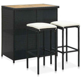 Vidaxl 3-delige barset poly rattan zwart