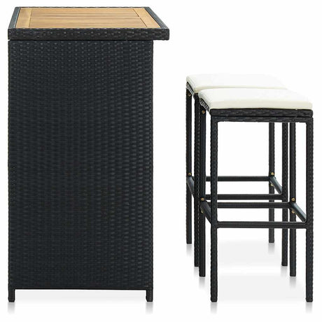 Vidaxl 3-delige barset poly rattan zwart