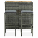 Vidaxl 3-delige barset poly rattan grijs