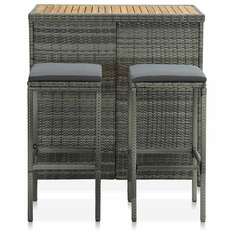 Vidaxl 3-delige barset poly rattan grijs