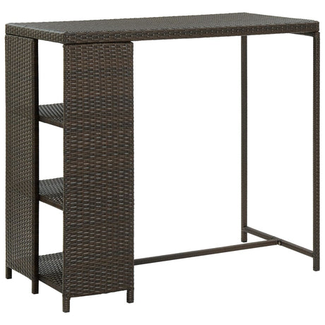 Vidaxl bartafel met opbergrek 120x60x110 cm poly rattan bruin