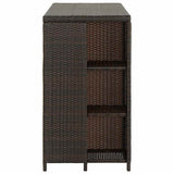 Vidaxl bartafel met opbergrek 120x60x110 cm poly rattan bruin