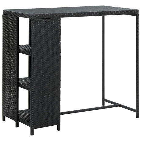 Vidaxl bartafel met opbergrek 120x60x110 cm poly rattan zwart
