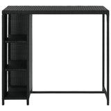 Vidaxl bartafel met opbergrek 120x60x110 cm poly rattan zwart