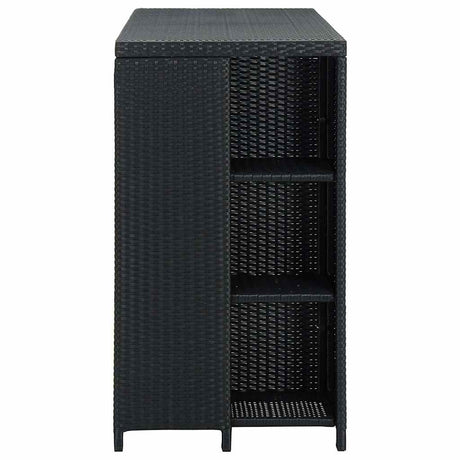 Vidaxl bartafel met opbergrek 120x60x110 cm poly rattan zwart