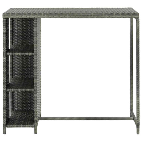 Vidaxl bartafel met opbergrek 120x60x110 cm poly rattan grijs