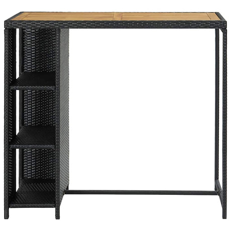 Vidaxl bartafel met opbergrek 120x60x110 cm poly rattan zwart