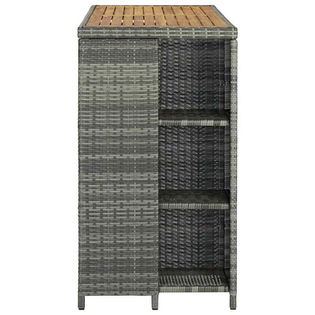 Vidaxl bartafel met opbergrek 120x60x110 cm poly rattan grijs