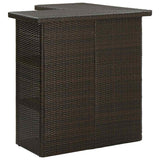 Vidaxl hoekbartafel 100x50x105 cm poly rattan bruin