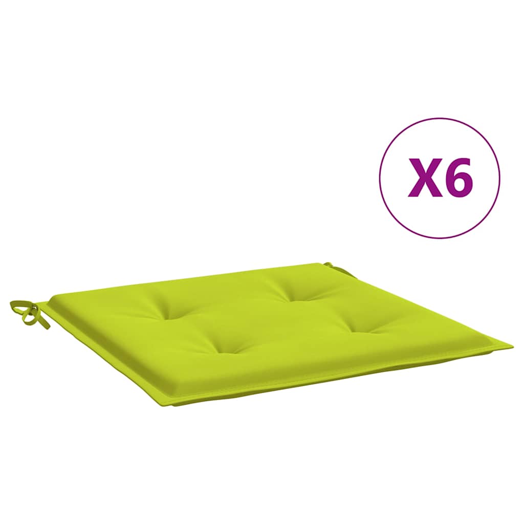 Vidaxl Gartenstuhlkissen 6 Stcs 40x40x4 cm Oxford Stoff hellgrün