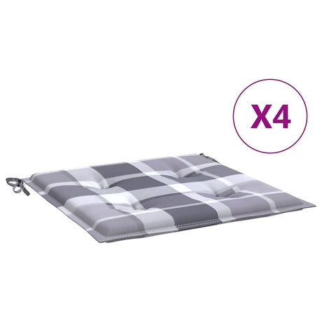 Vidaxl tuinstoelkussens 4 st 40x40x4 cm oxford stof ruitpatroon grijs